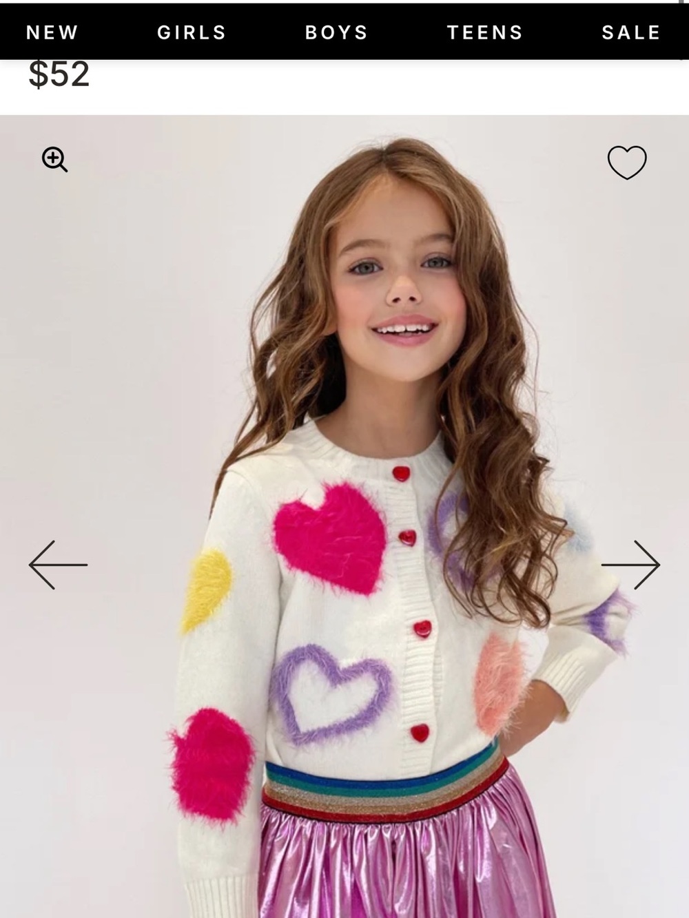 Lola and the boys fuzzy heart cardigan two sizes available new